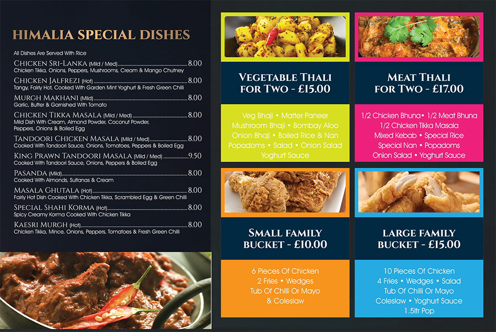 Himalia Takeaway Rotherham - Special Dishes.