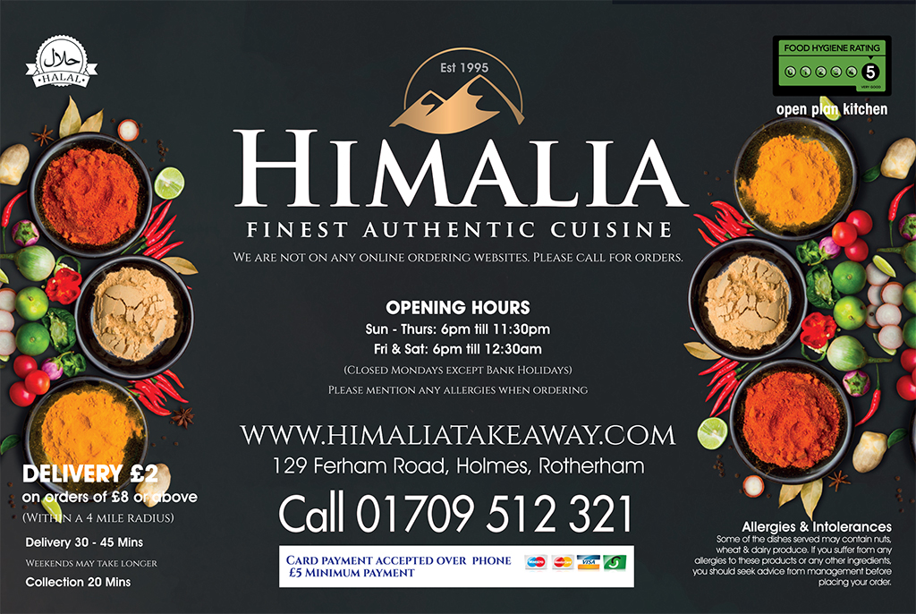 Himalia Takeaway Rotherham - Finest Authentic Cuisine.